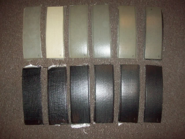 Composite material test samples, using Carbon Fiber, Fiberglass and a variety of core materials in different combinations.
