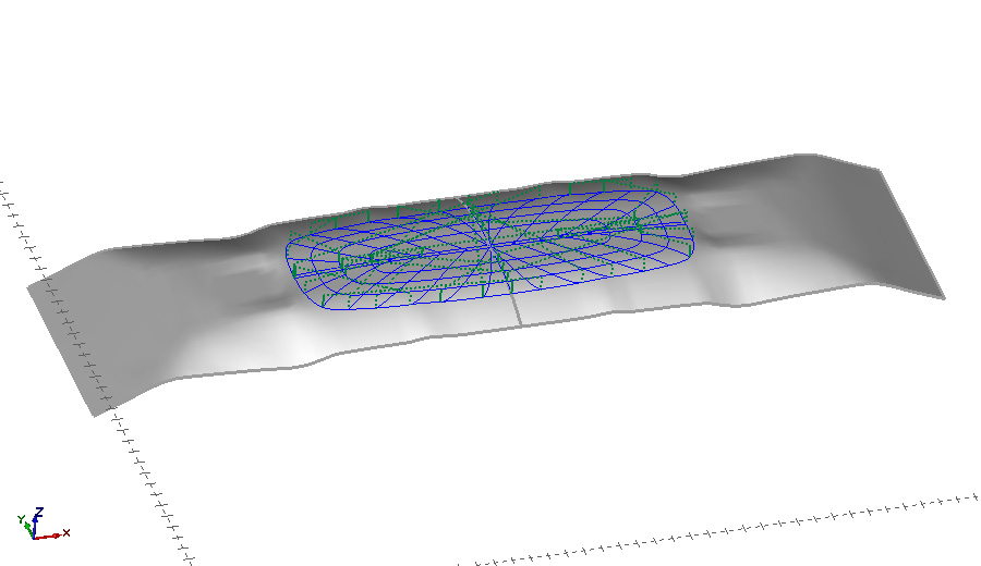 Surface with machining paths for the channels.